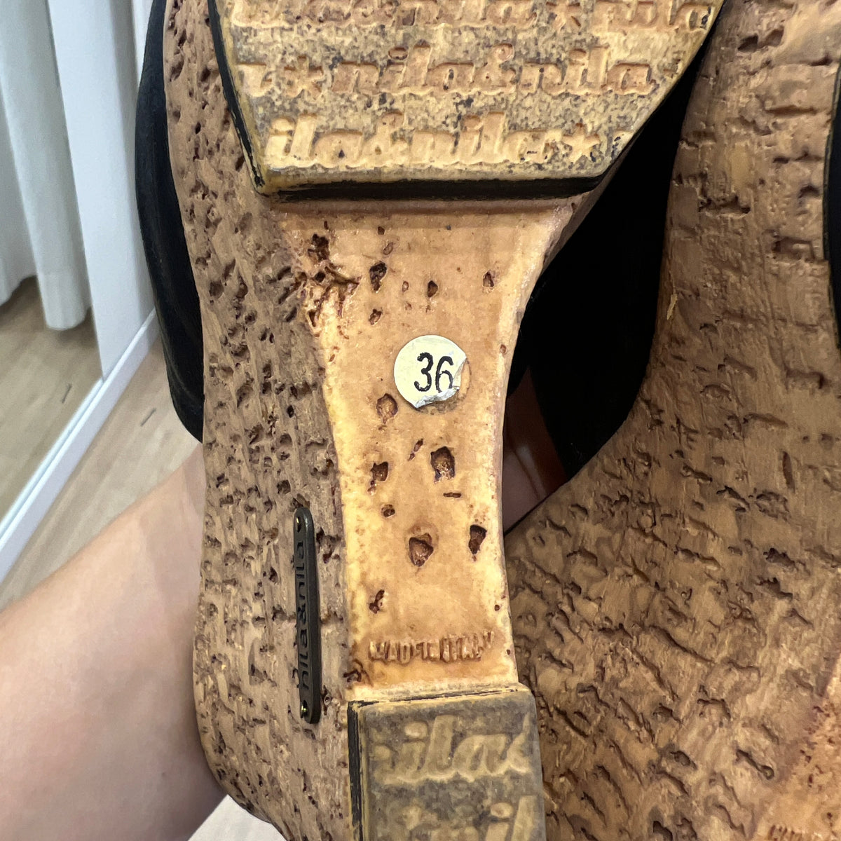 nila&nila black leather cork platform heel sandals