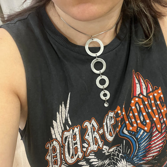silver metal whoops choker necklace