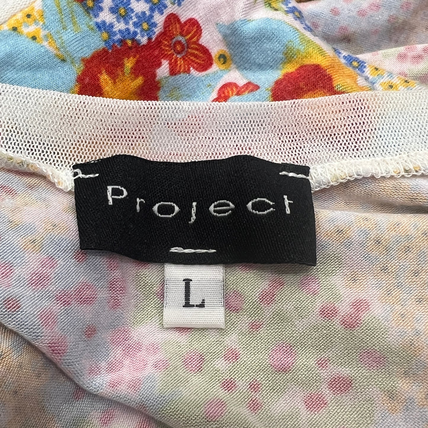 project 00s white off the shoulder tshirt with floral print