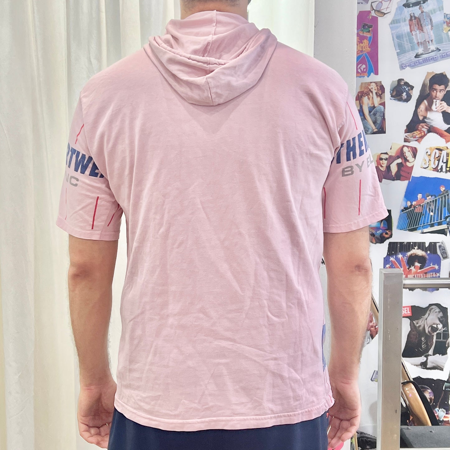 bleu blanc 00s pink navy sport hooded tshirt