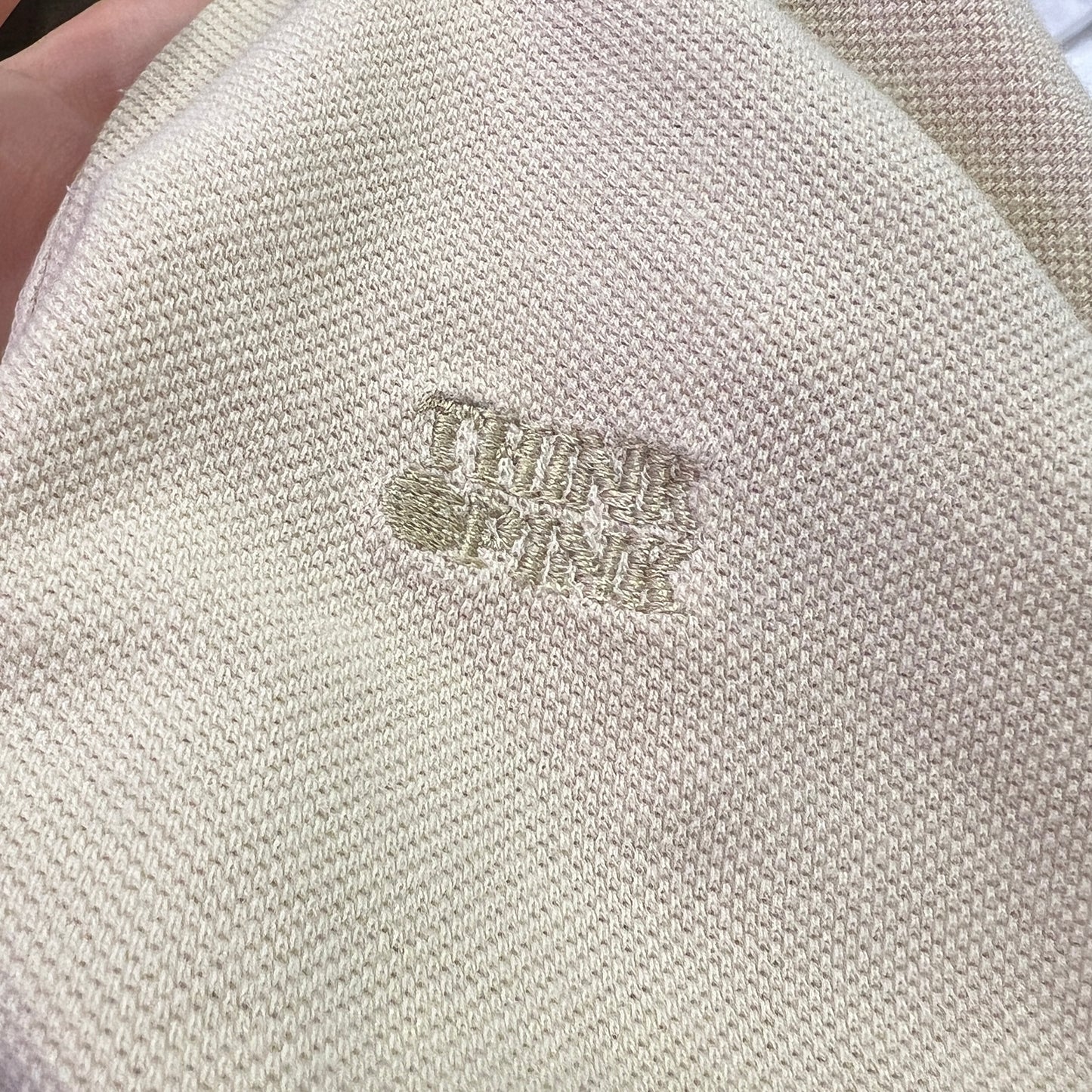 think pink 00s beige sleeveless polo tank top