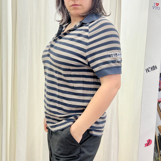 liu jo 00s beige navy striped polo tshirt
