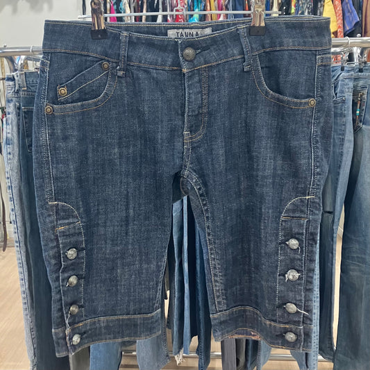 tanna '00 shorts jeans scuro con bottoni argento