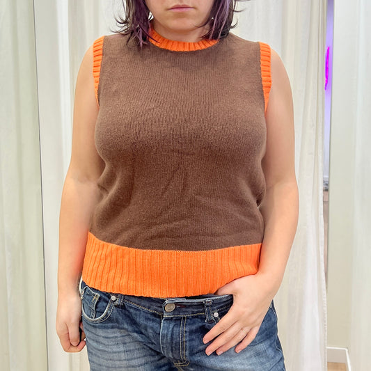 wild and lethal trash w&lt 00s brown orange wool knit vest
