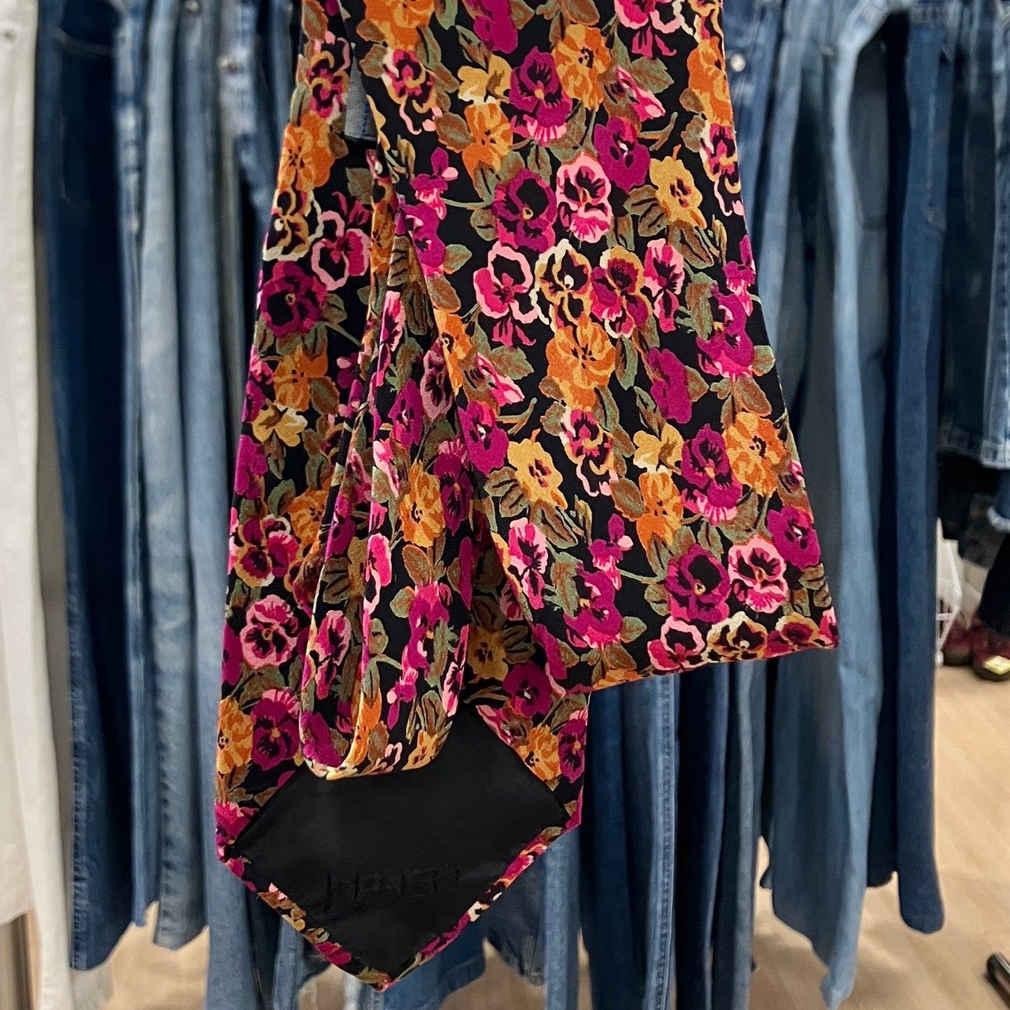 kenzo 90s purple floral print silk tie