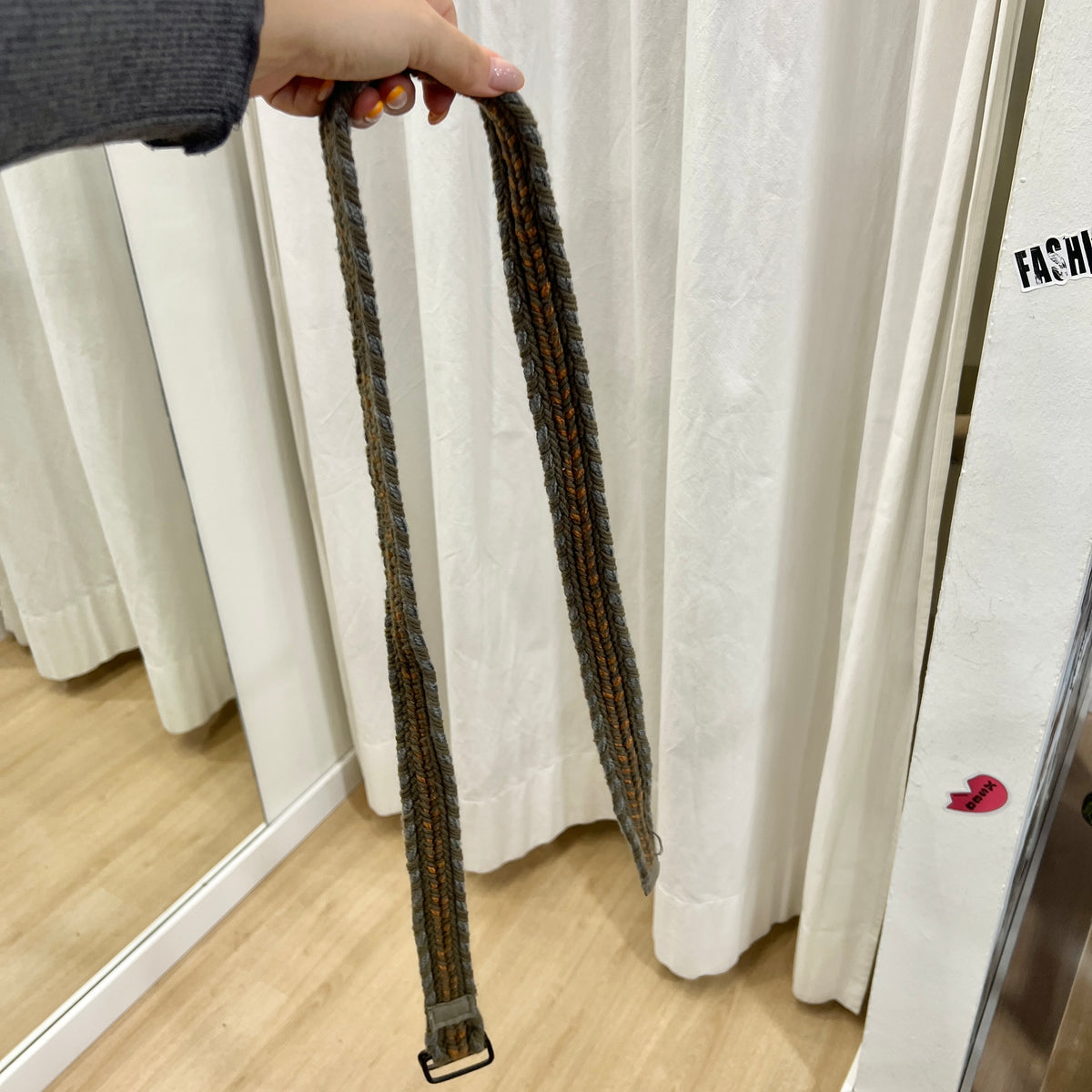 grey orange knit belt