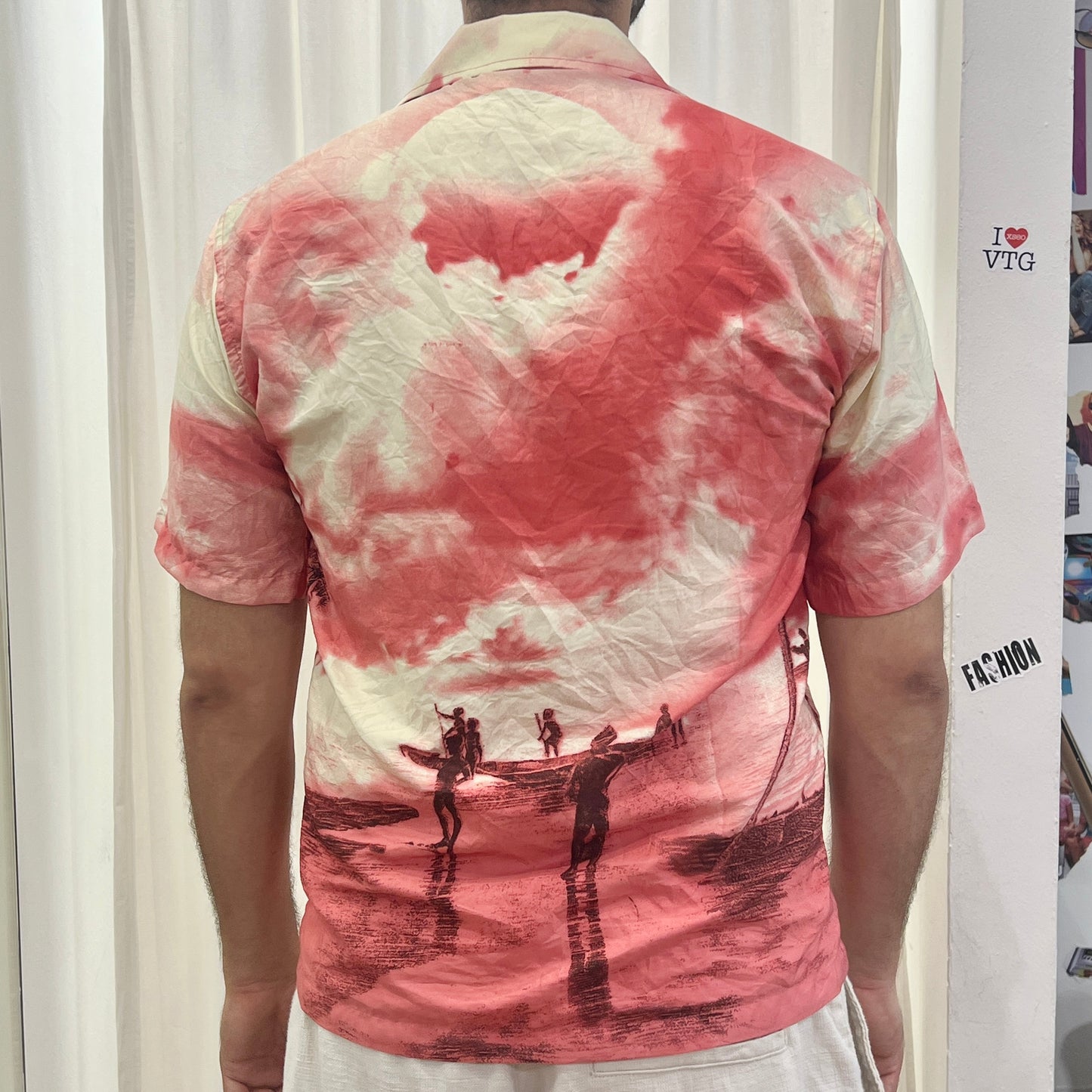 casanova 90s red tropical island sunset shirt