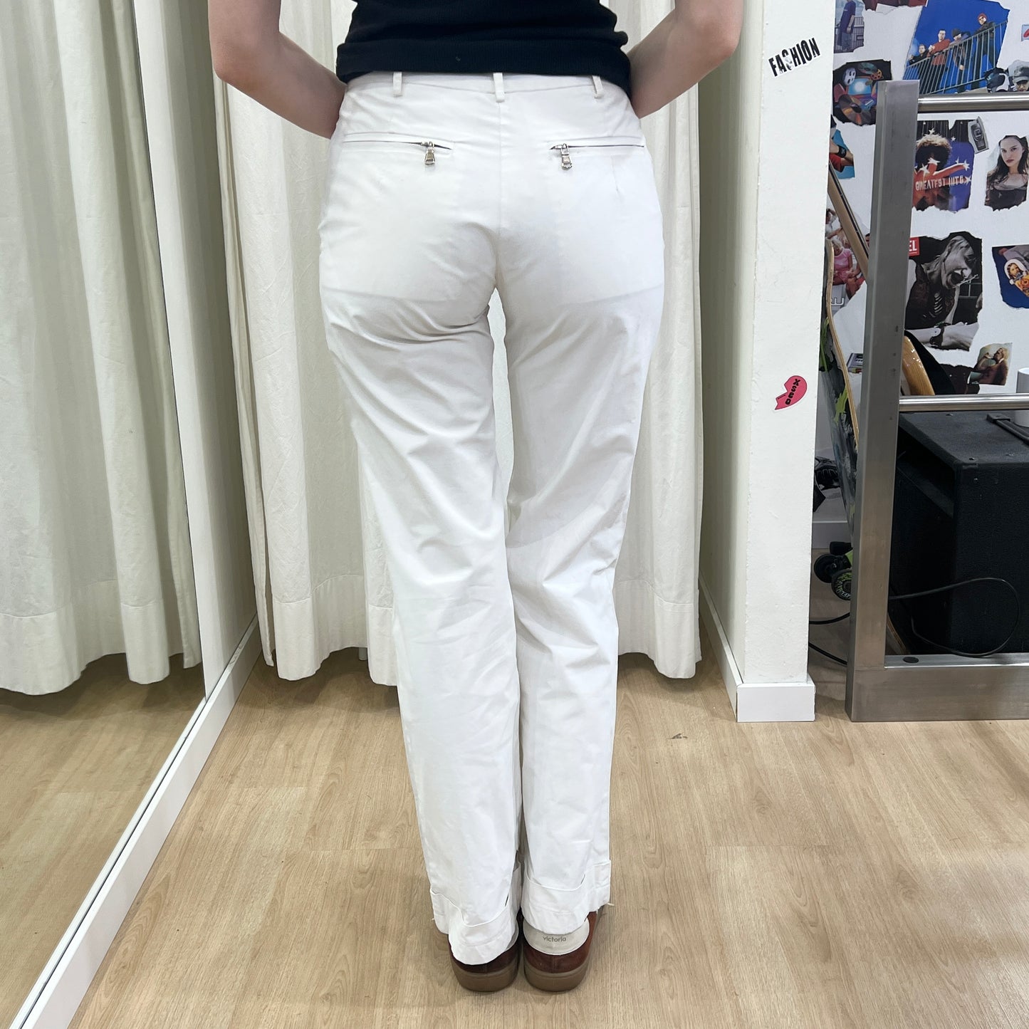patrizia pepe 00s wax coated white cotton pants