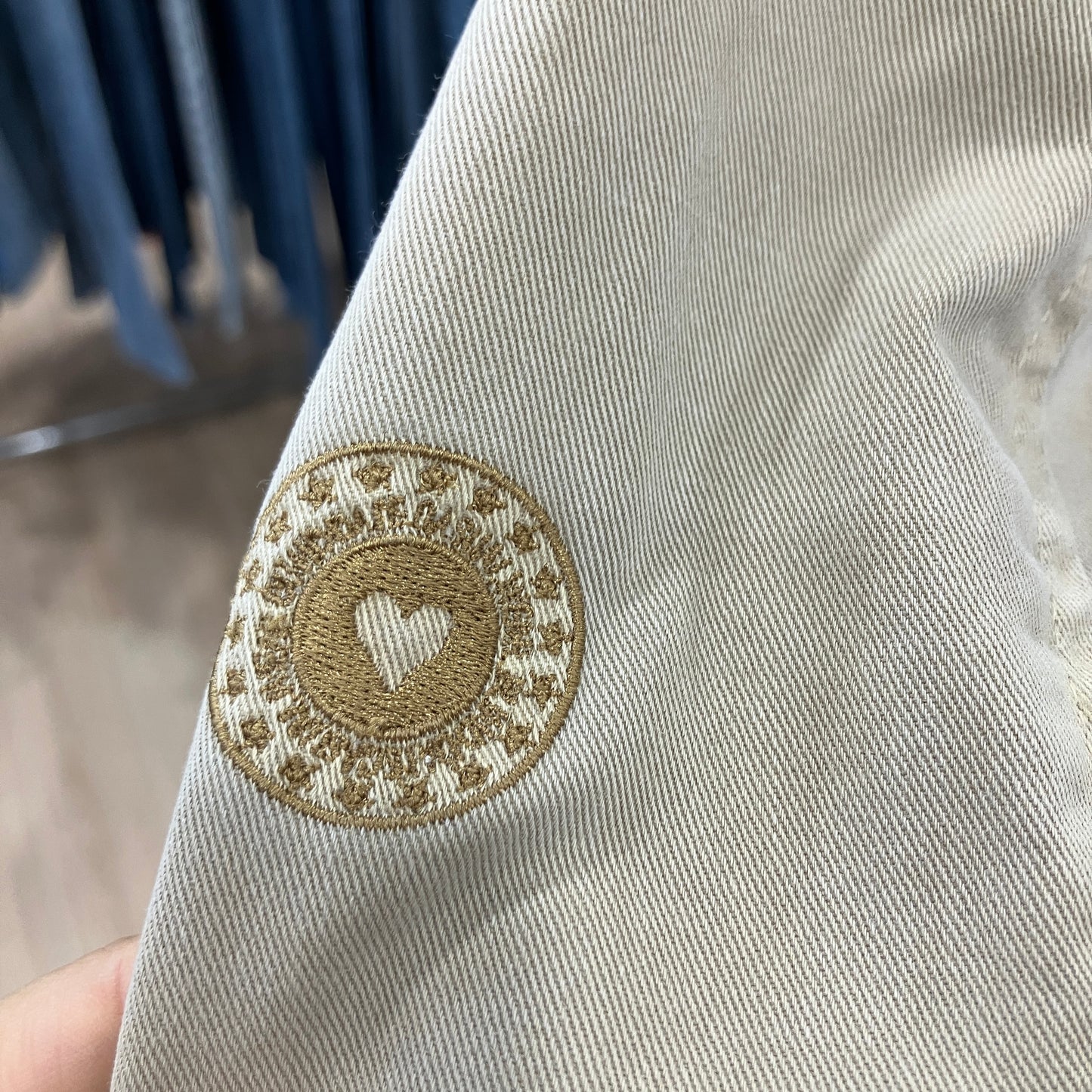 blind date 00s beige denim cargo zip up jacket