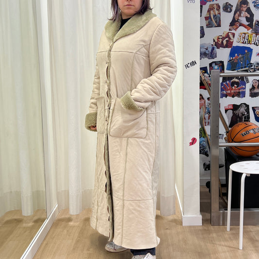 type 00s light beige vegan sheepskin afghan coat