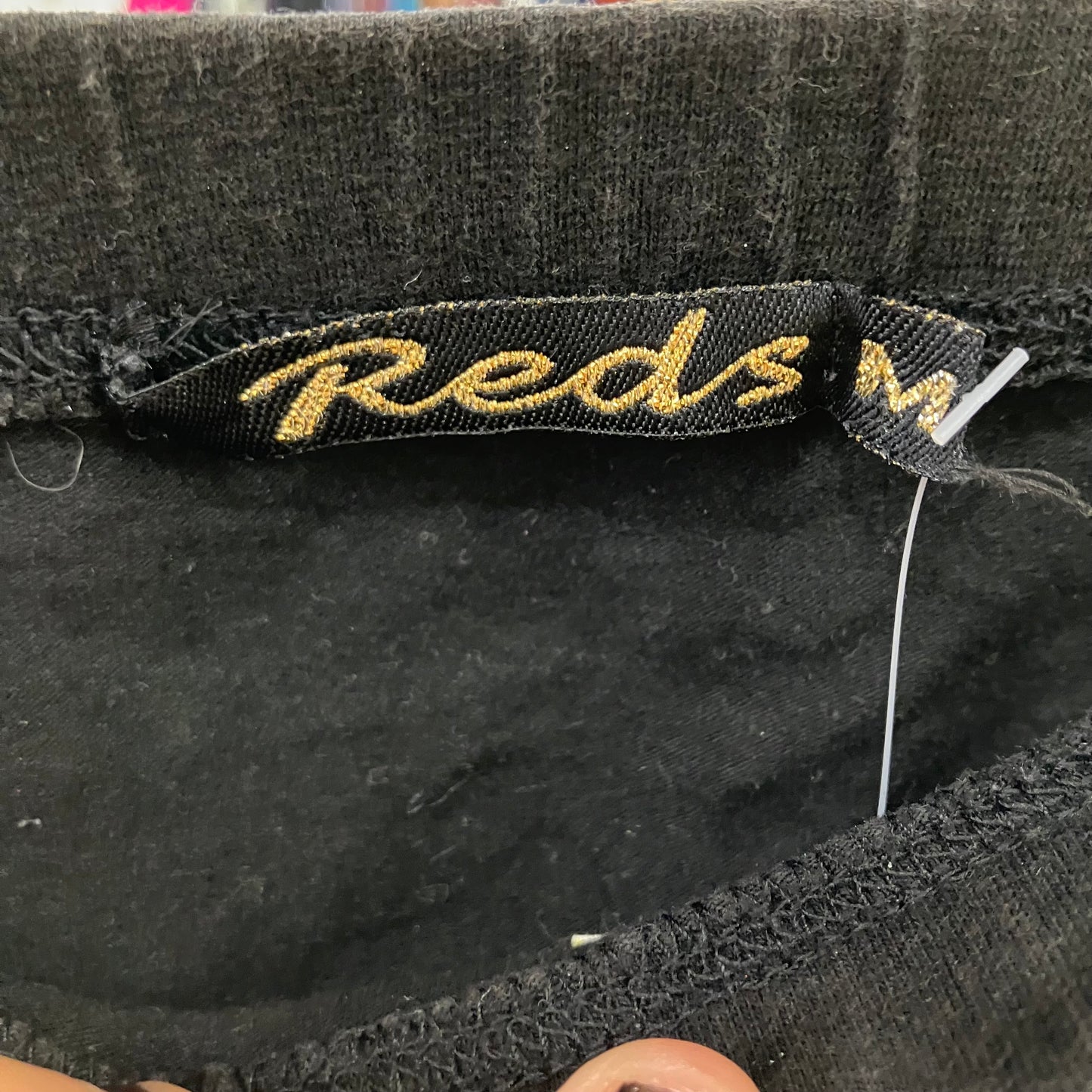 reds black sleeveless tube top with white writing