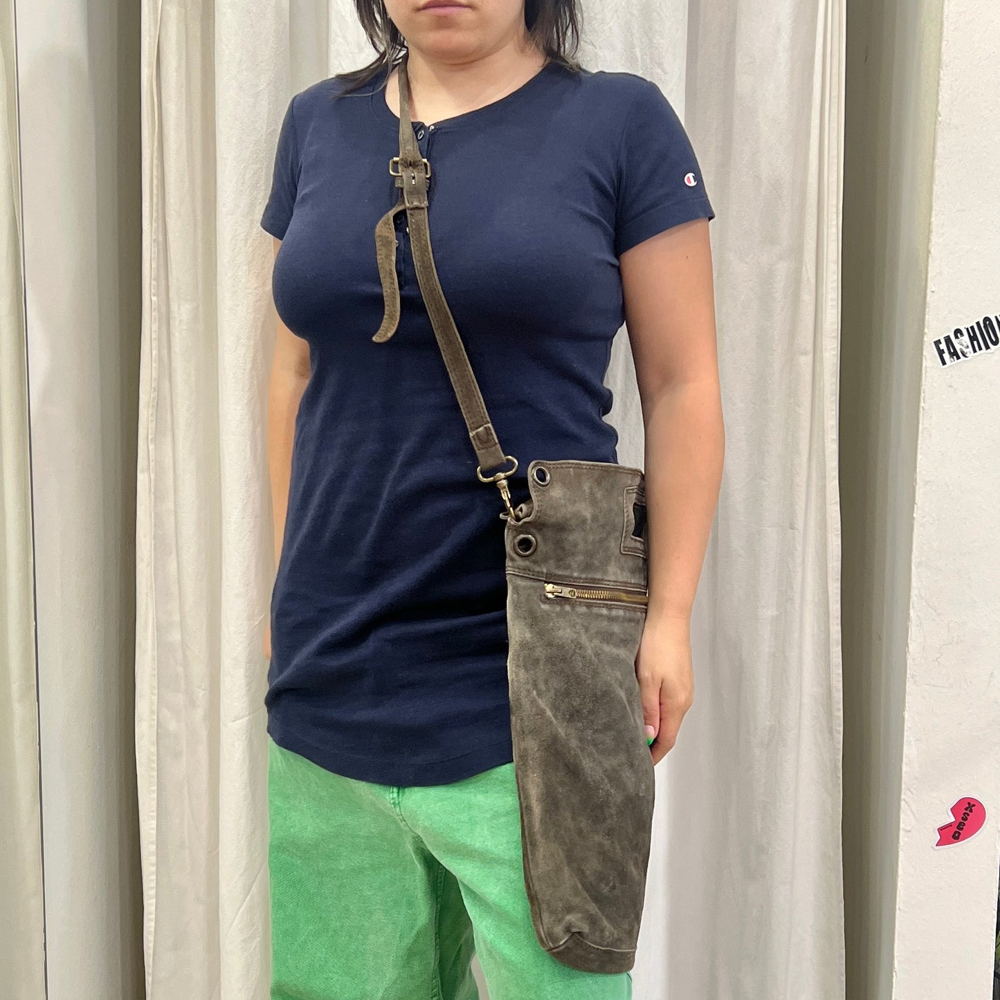 zen 00s topey brown suede crossbody bag