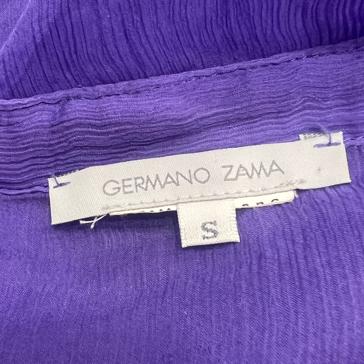 germano zama 00s purple sheer silk top with ruffles