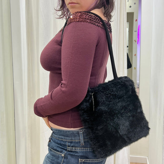 ego's 00s black faux fur shoulder bag