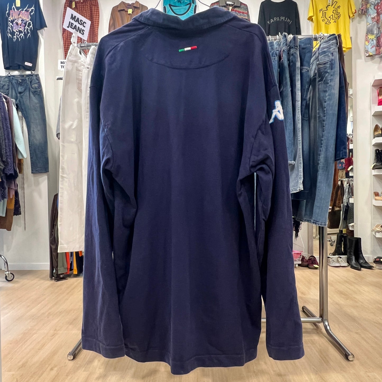 kappa 00s navy blue long sleeve tshirt with polo collar