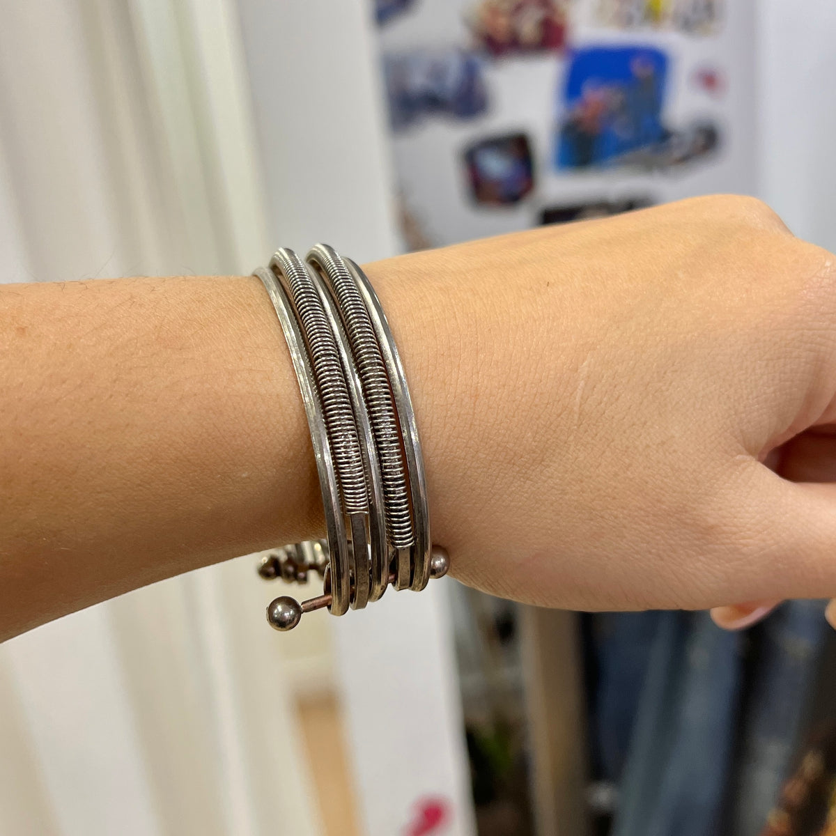 silver multi strand cuff bracelet
