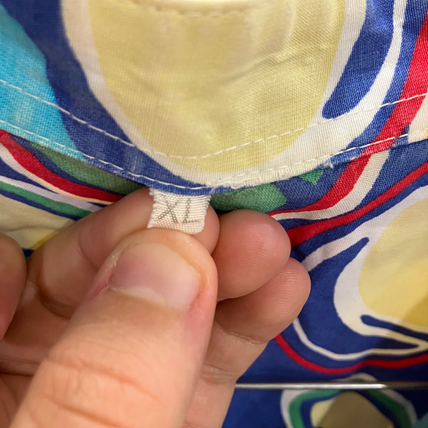 90s blue short sleeve shirt with yellow red fruit print