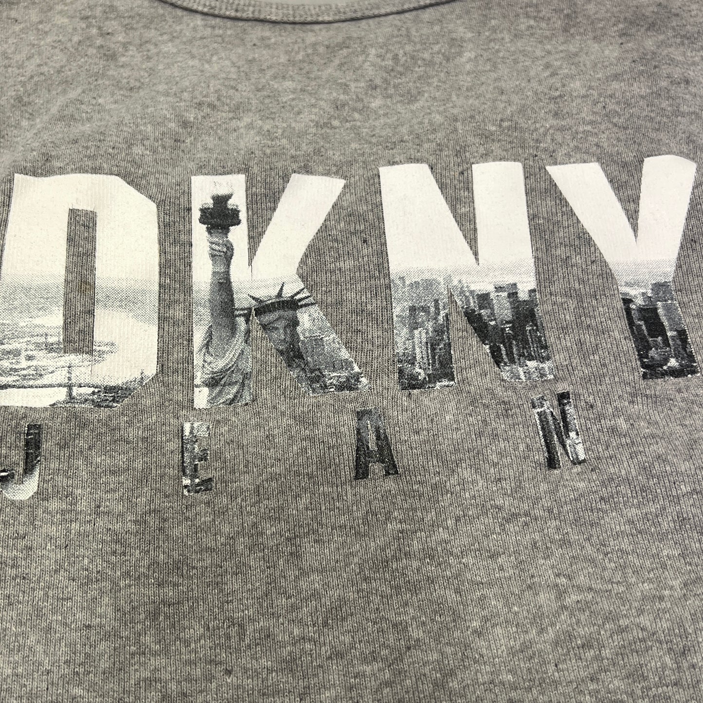 DKNY 00s grey tshirt with nyc skyline logo