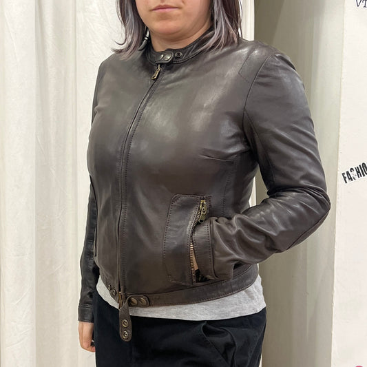 zen '10s brown leather biker jacket