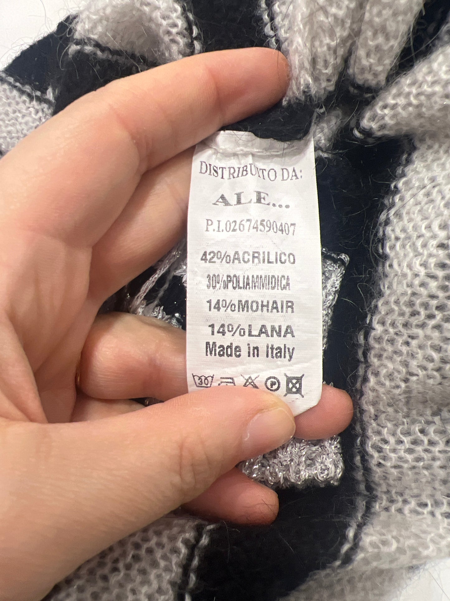 strane storie 00s black silver striped knit sweater