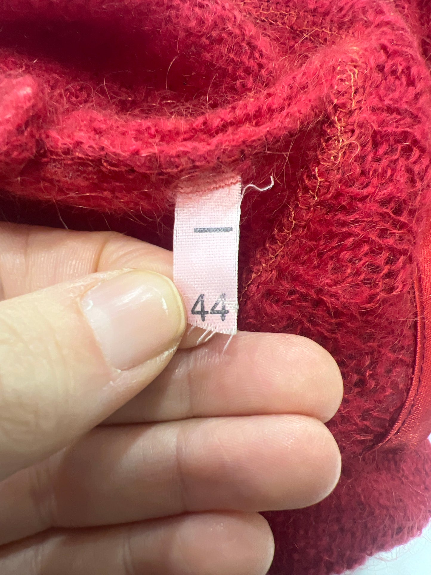 mariella burani 00s red wool bell sleeve sweater with metal hoops