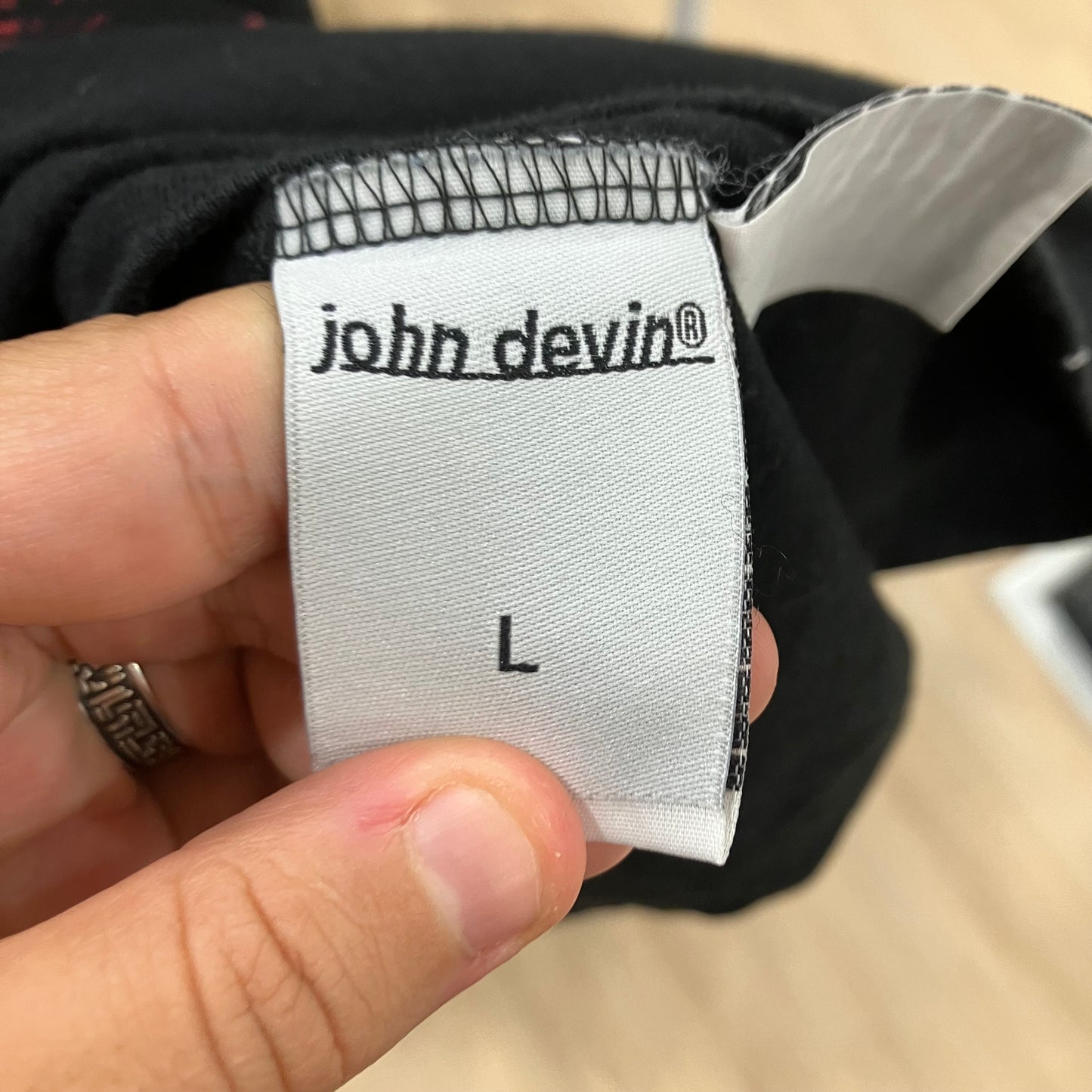 john devin black tee with roses goth tattoo print