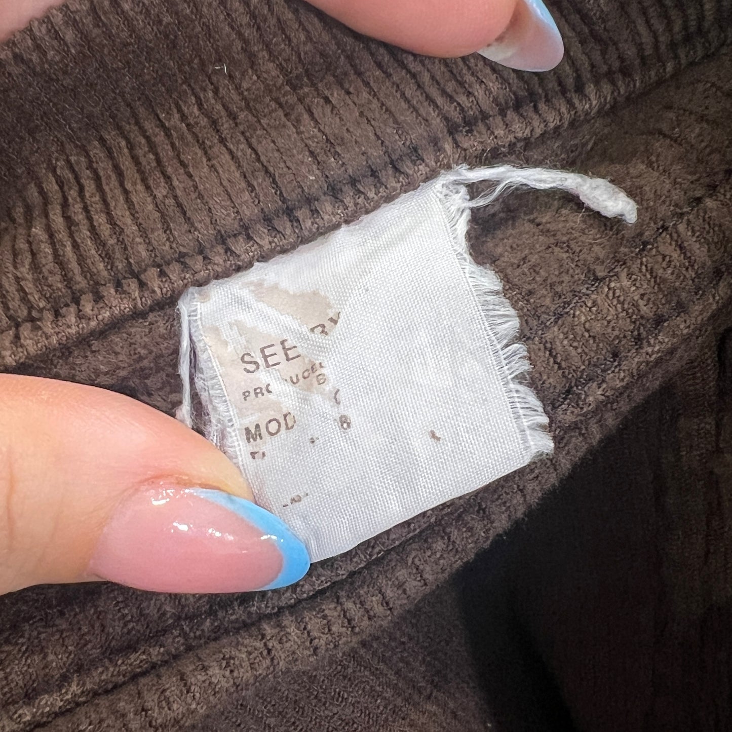see by chloé 00s brown corduroy velvet flared low waist pants