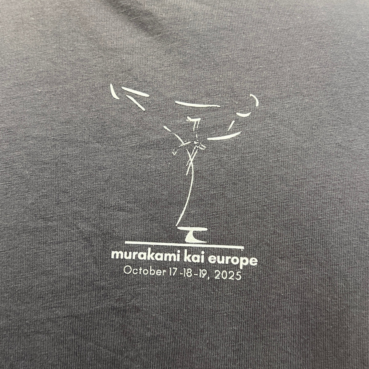 karate event merch grey tshirt with white japanese writing: go beyond your limits