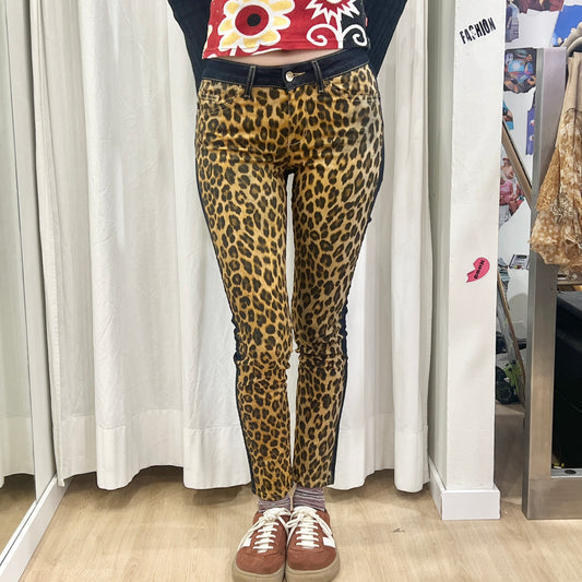 liu jo '10s skinny jeans with leopard front panel