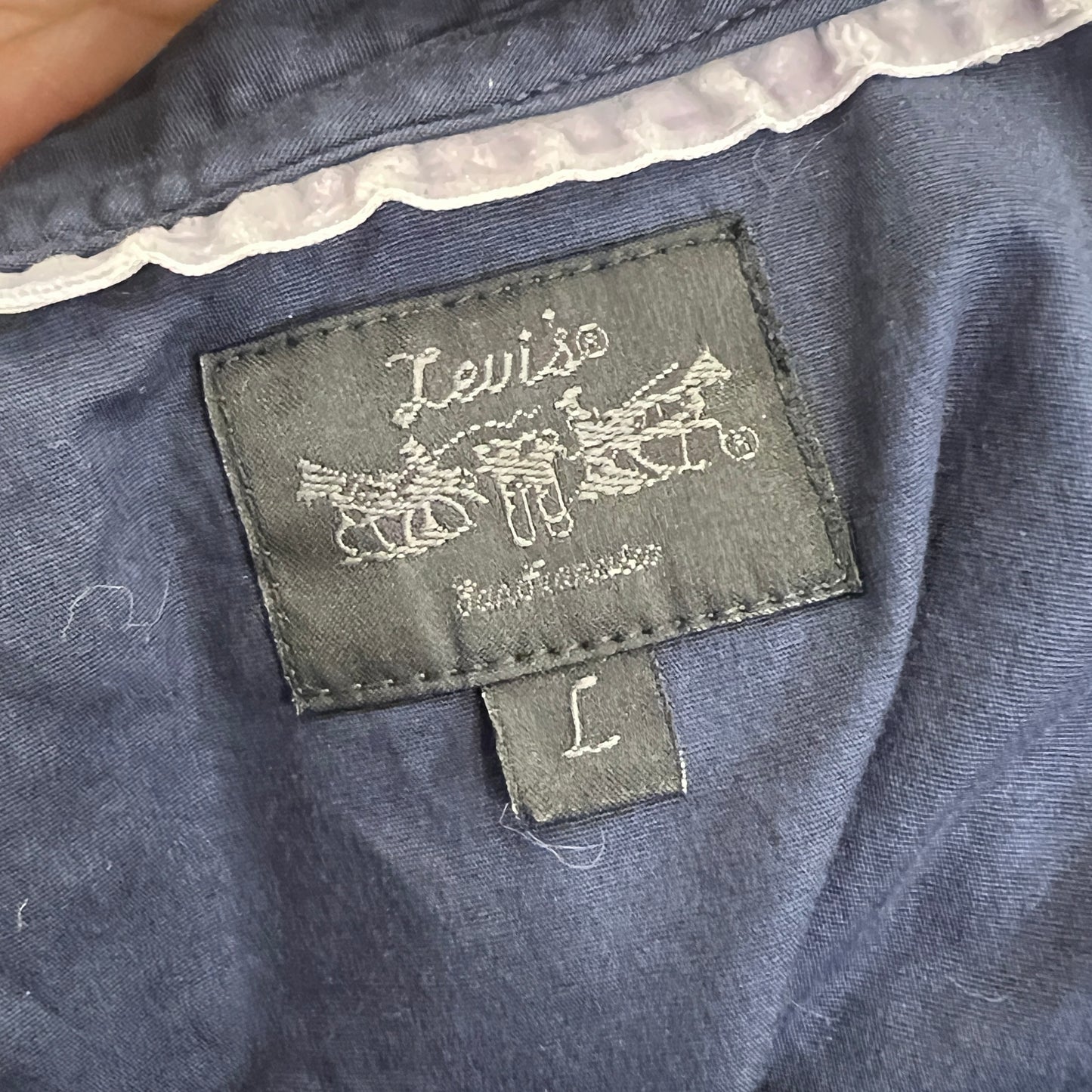 levi's 00s navy blue short balloon sleeve button up shirt