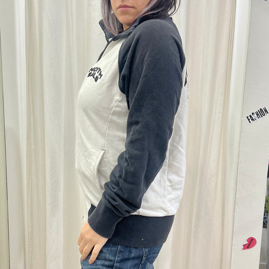 north sails 00s white black colorblock zip up sweatshirt