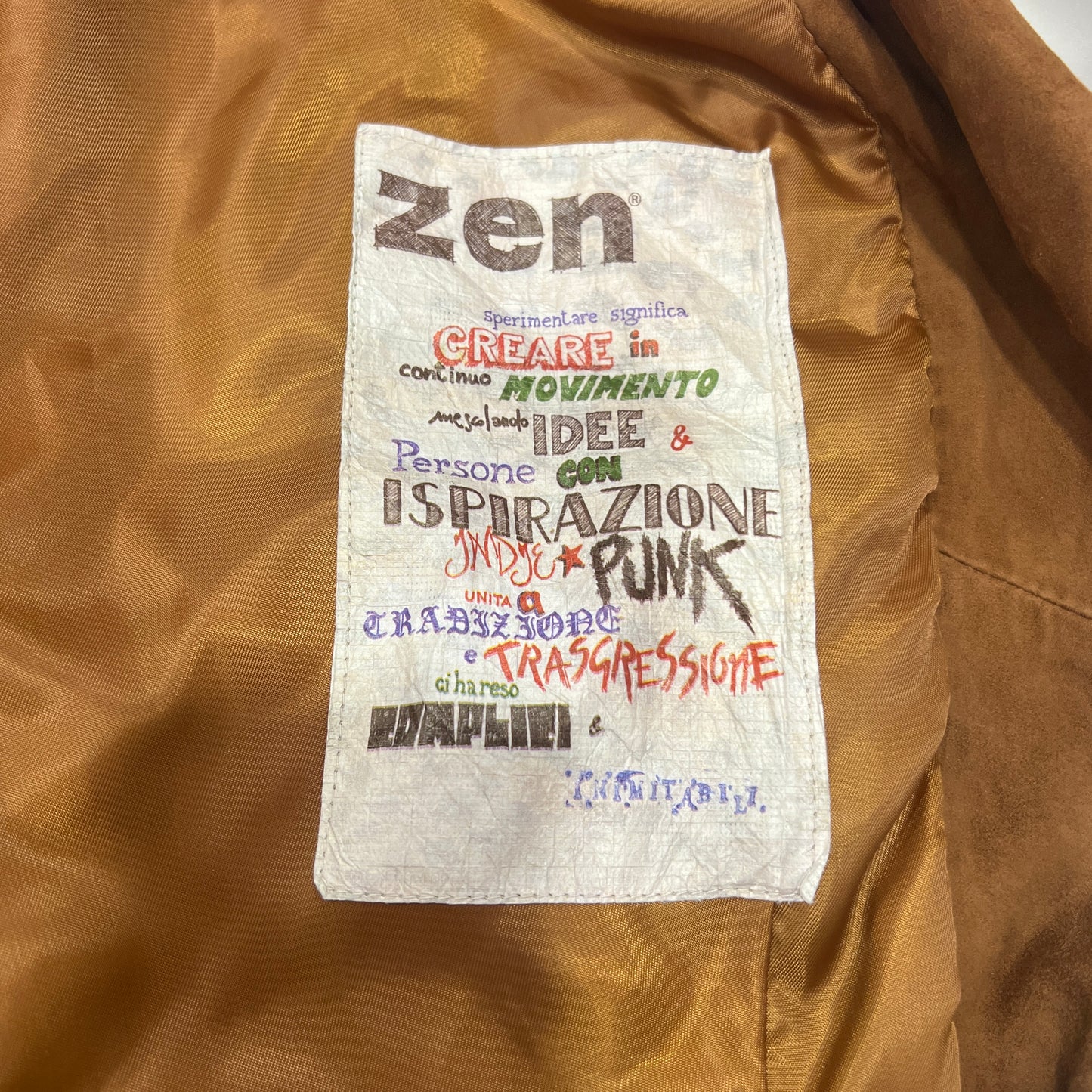 zen '10s light brown suede zip up biker jacket