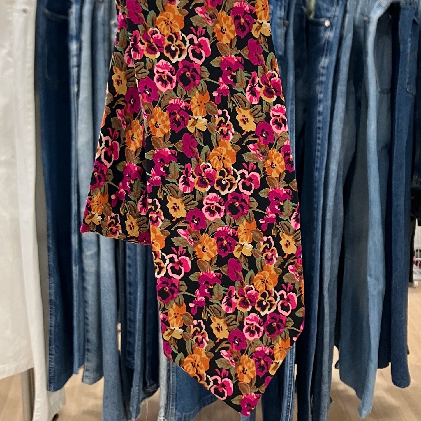 kenzo 90s purple floral print silk tie