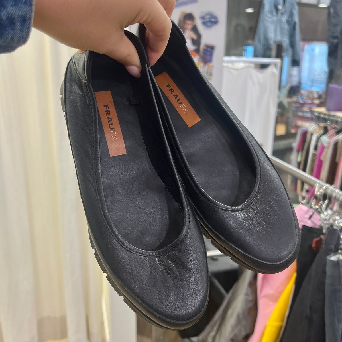 frau fx black leather sporty ballet flats