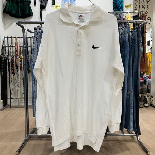 nike 90s white long sleeve polo
