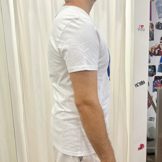 NFL white tee with blue red shield logo