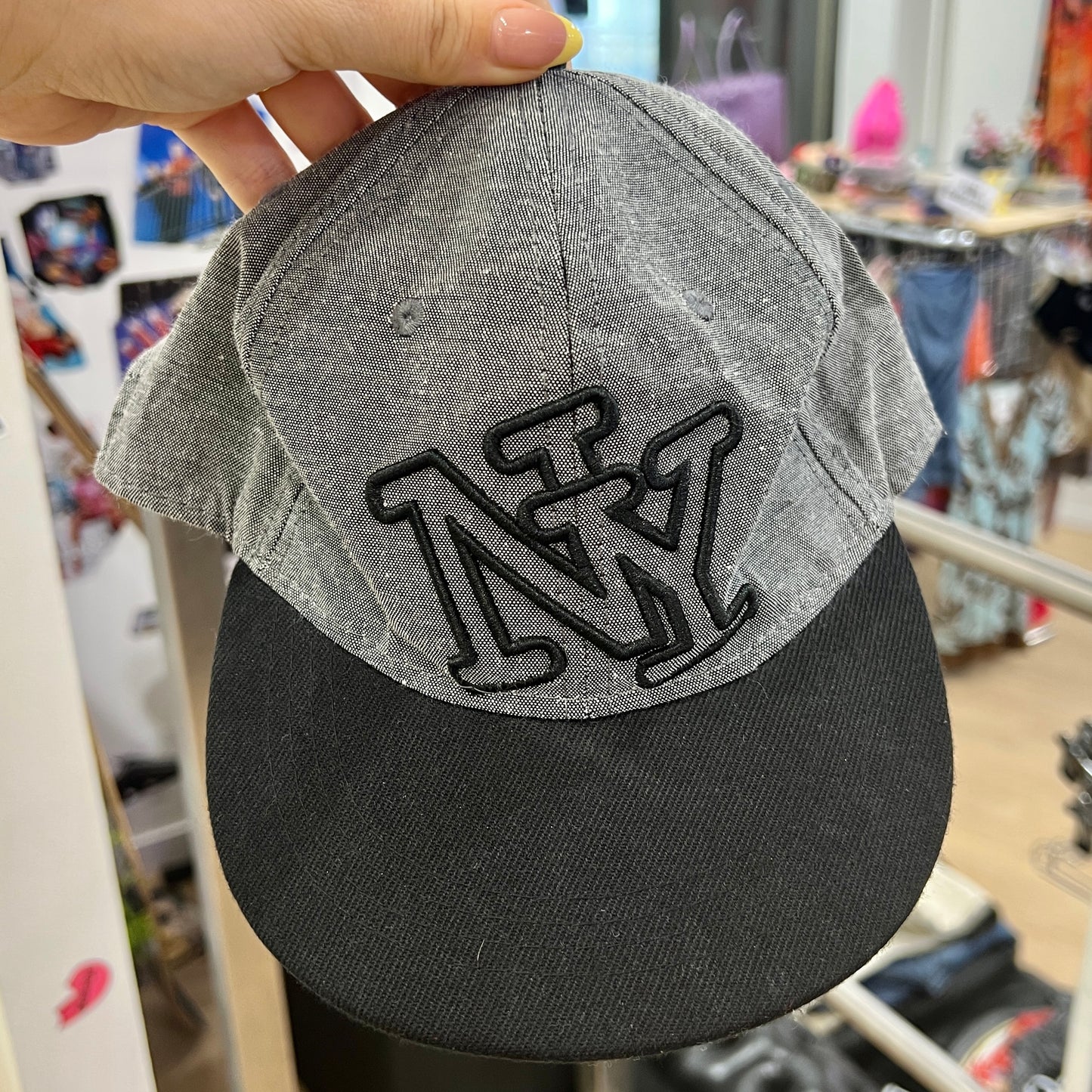 grey back NY snapback cap