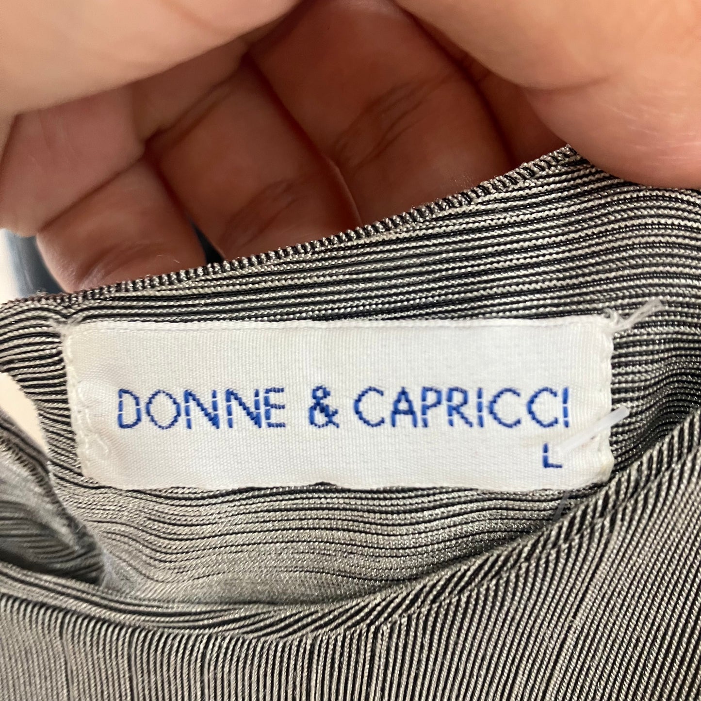donne&capricci silver ribbed metallic tank top