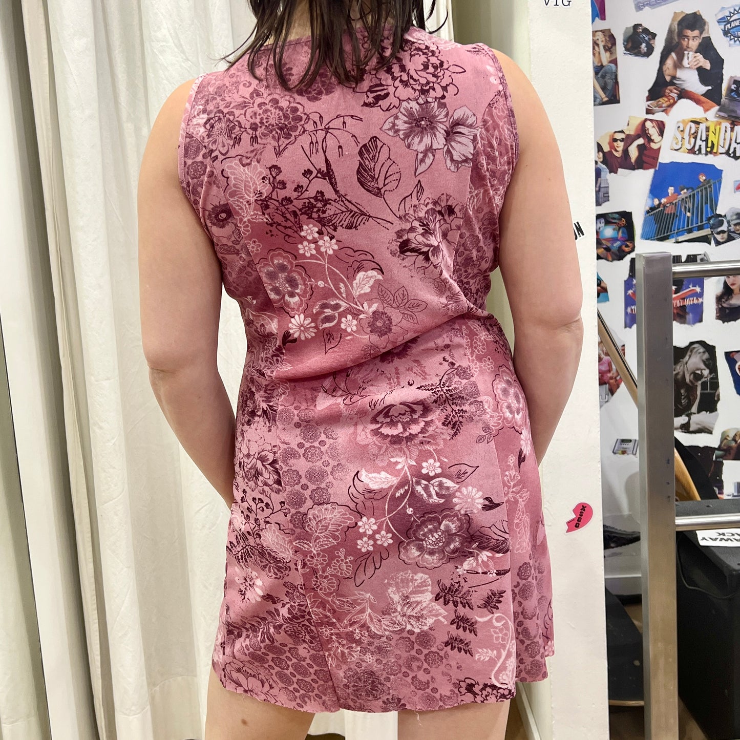 kingfield 00s blush pink minidress with purple flowers