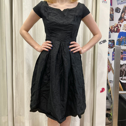 00s sartorial black pleated cocktail dress