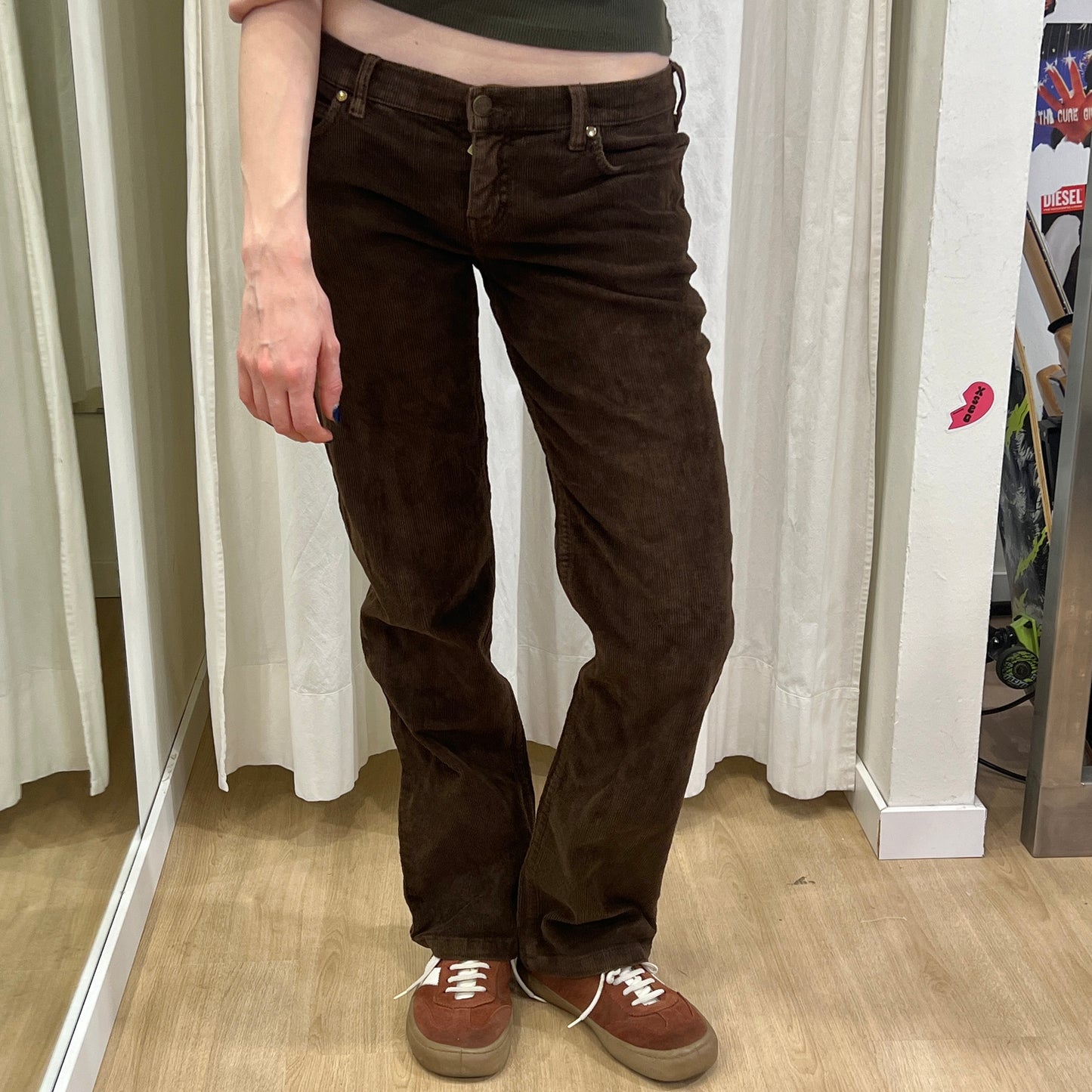 see by chloé 00s brown corduroy velvet flared low waist pants