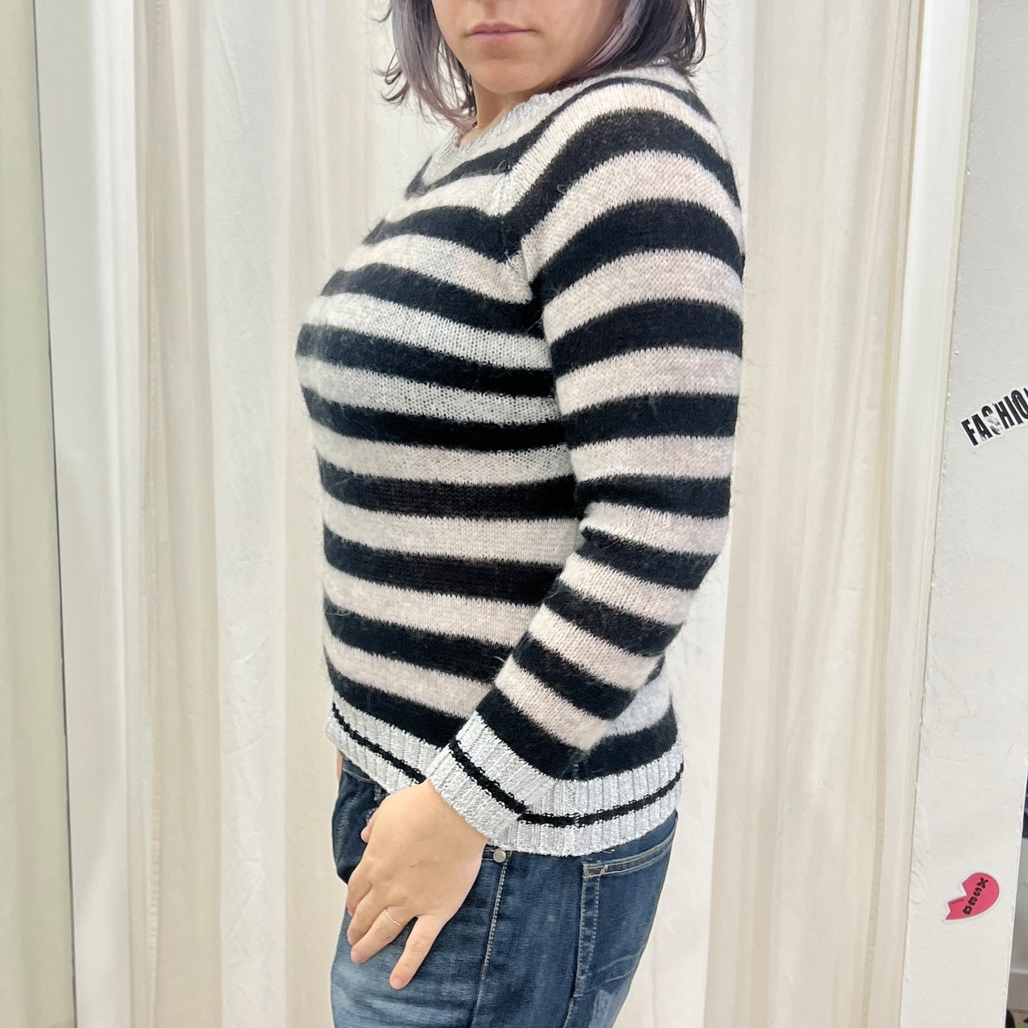 strane storie 00s black silver striped knit sweater