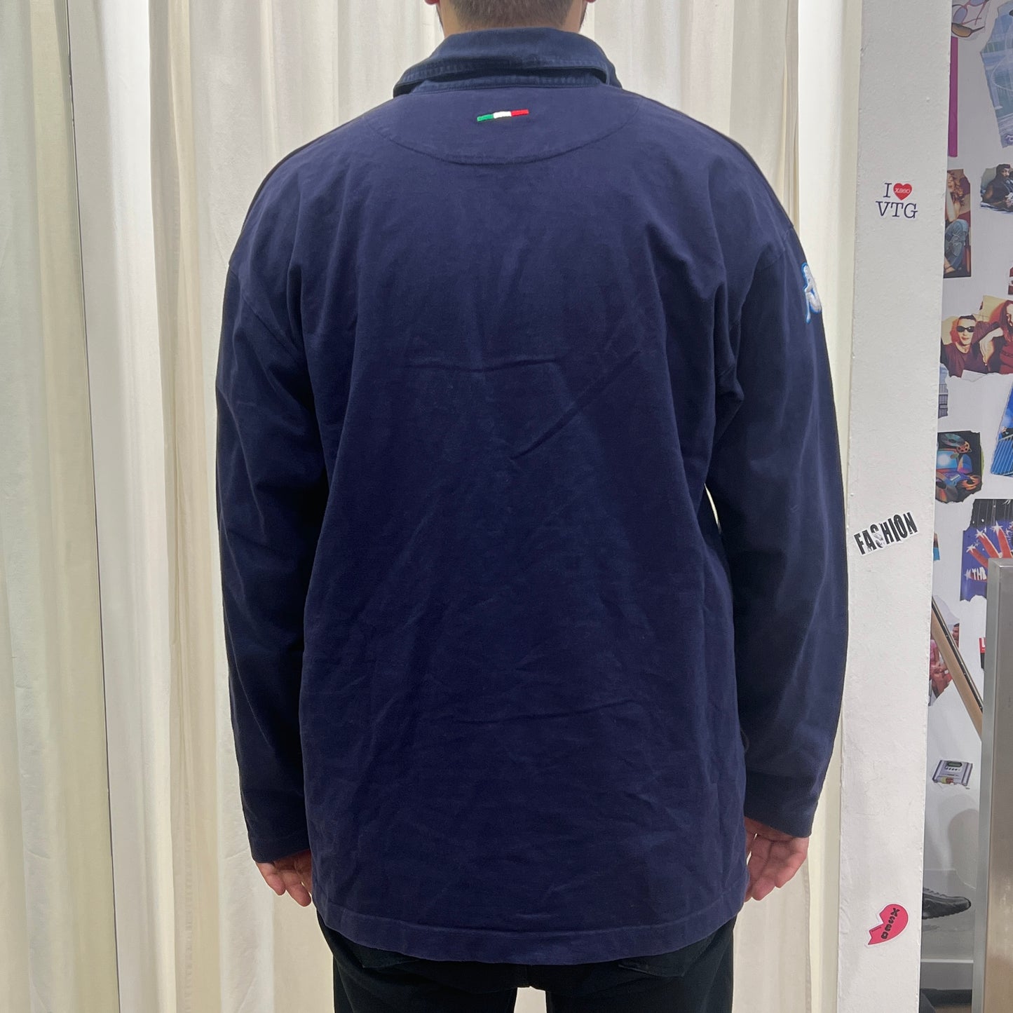 kappa 00s navy blue long sleeve tshirt with polo collar