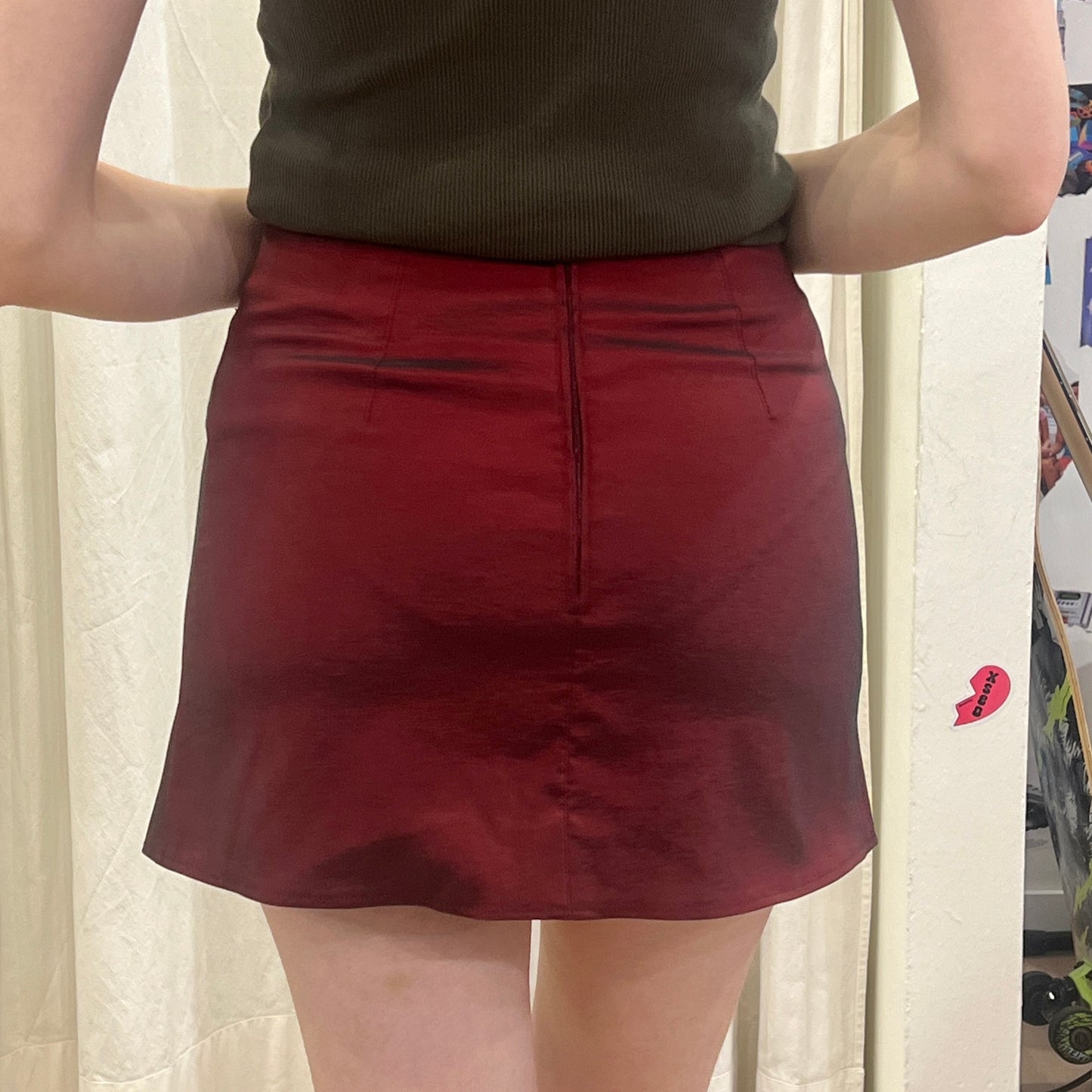 pimkie 00s metallic burgundy red mini skirt