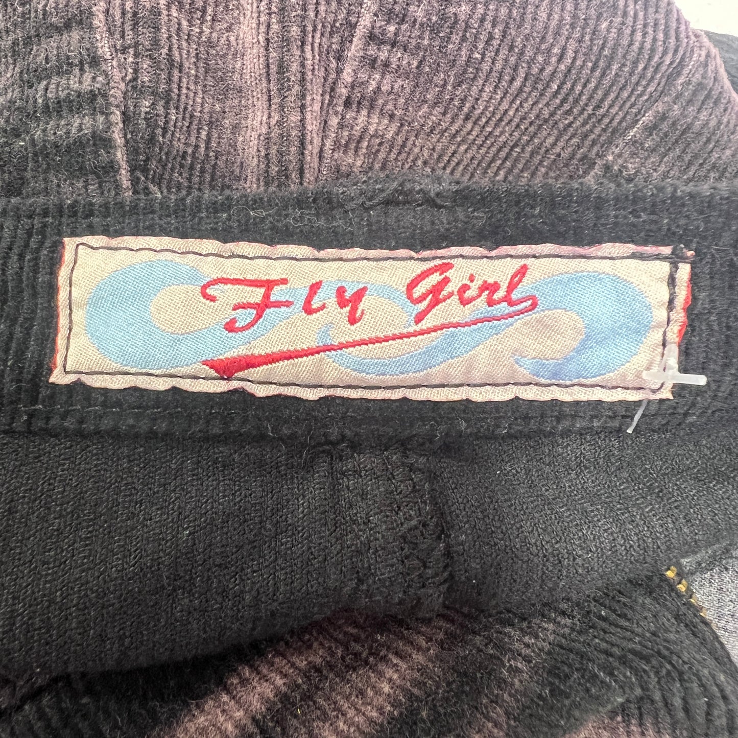 fly girl 00s pink washed black corduroy velvet midi skirt