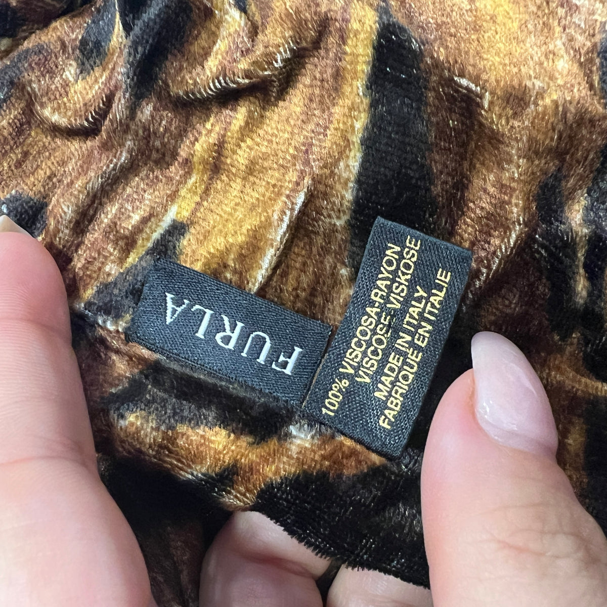 furla tiger print velour skinny scarf