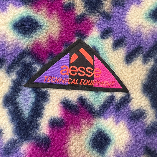 aesse 90s purple white neon fleece scarf and hat