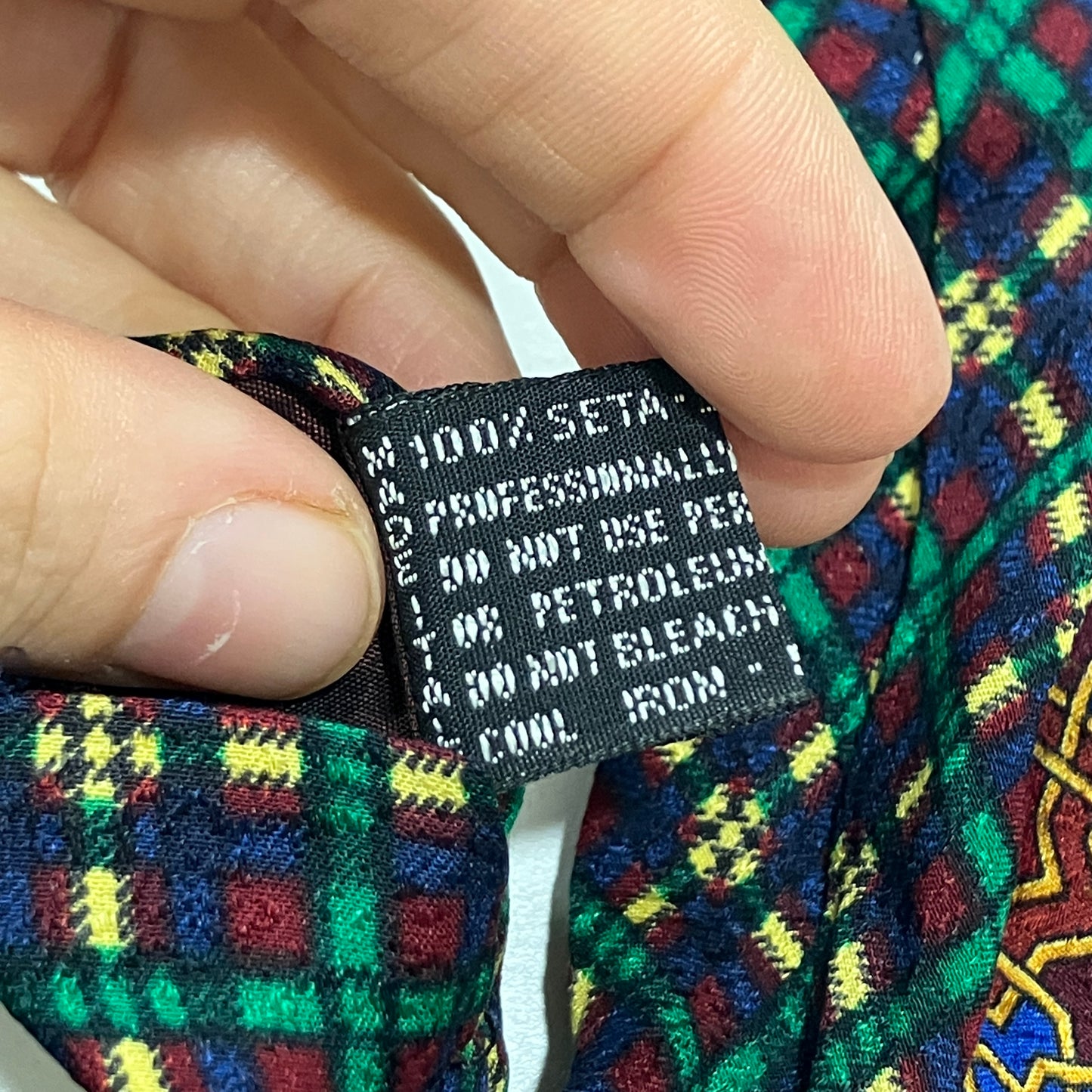 gianni versace 90s multicolor silk tie with geometric medusa print