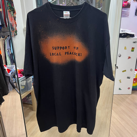 support ur local peacocks - hand-bleached reworked second-hand tshirt