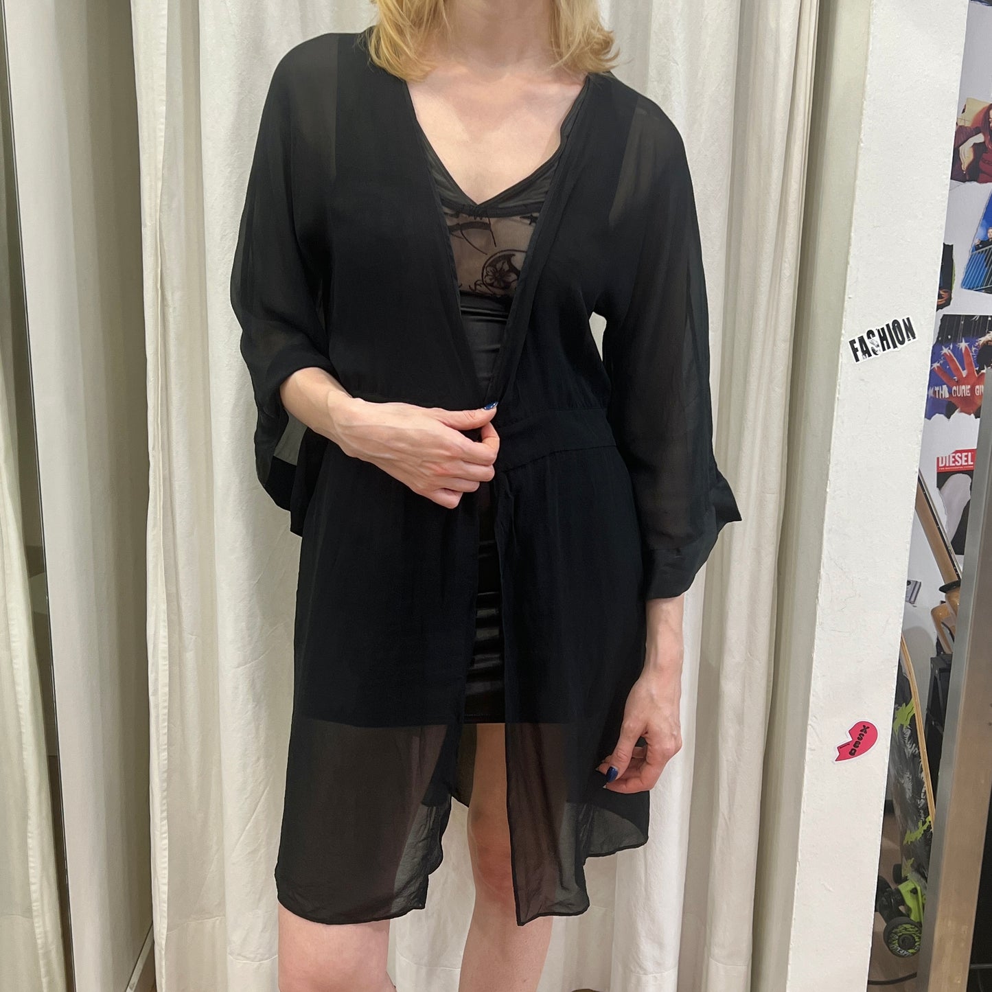 intimissimi 00s silk sheer robe with rhynestone crown